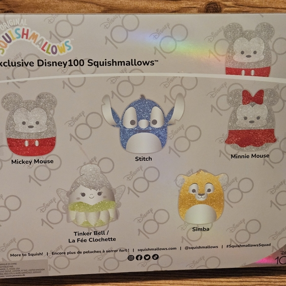 Squishmallow Disney 100 5pk Box Set Mickey Minnie Simba Stitch Tinkerbell - Picture 4 of 10